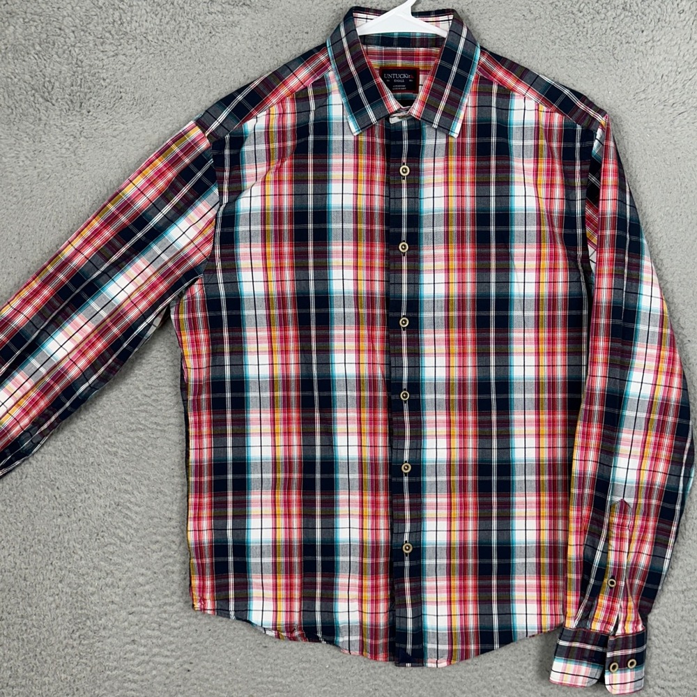 UNTUCKit Shirt Mens Small Plaid Multi-Color Button-Up Casual Long Sleeve EUC